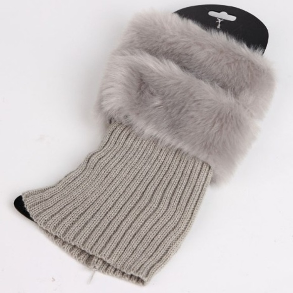 Winter Fur Cuff Knit Boot Toppers - Picture 2 of 5